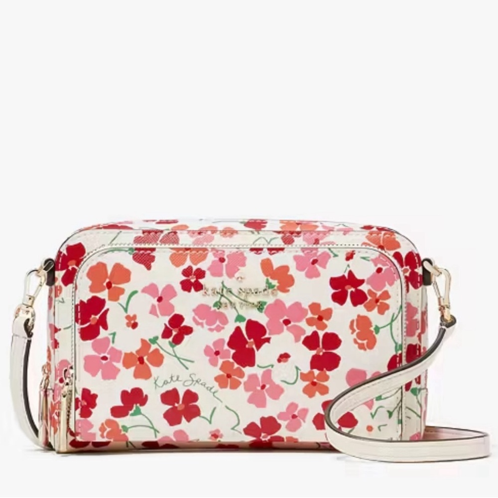 NWOT Kate Spade Staci Dual Zip Around Crossbody - Sunny Floral Pink Multi